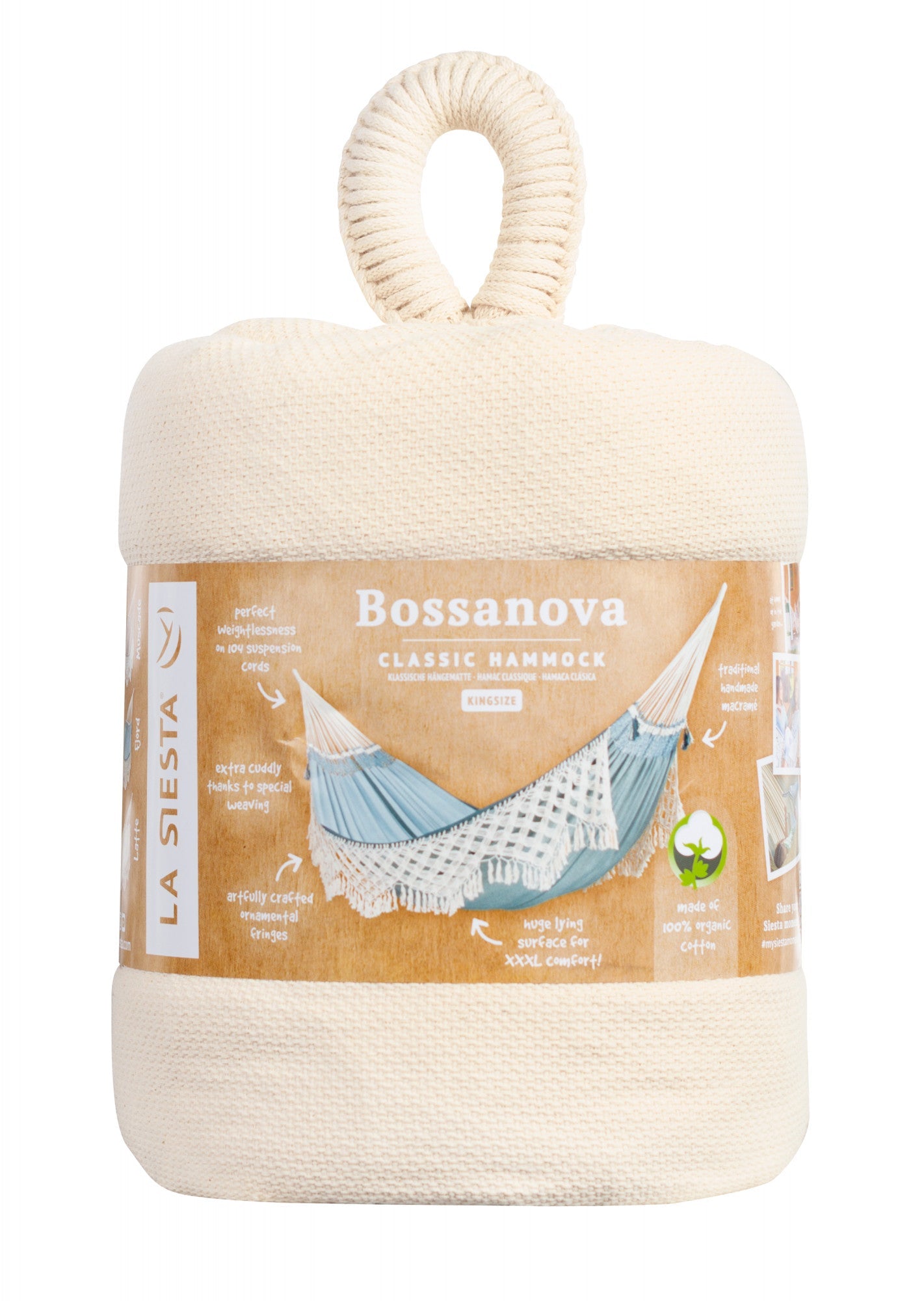Bossanova Latte - Klassische Hängematte Kingsize aus Bio-Baumwolle - lasiestaeu