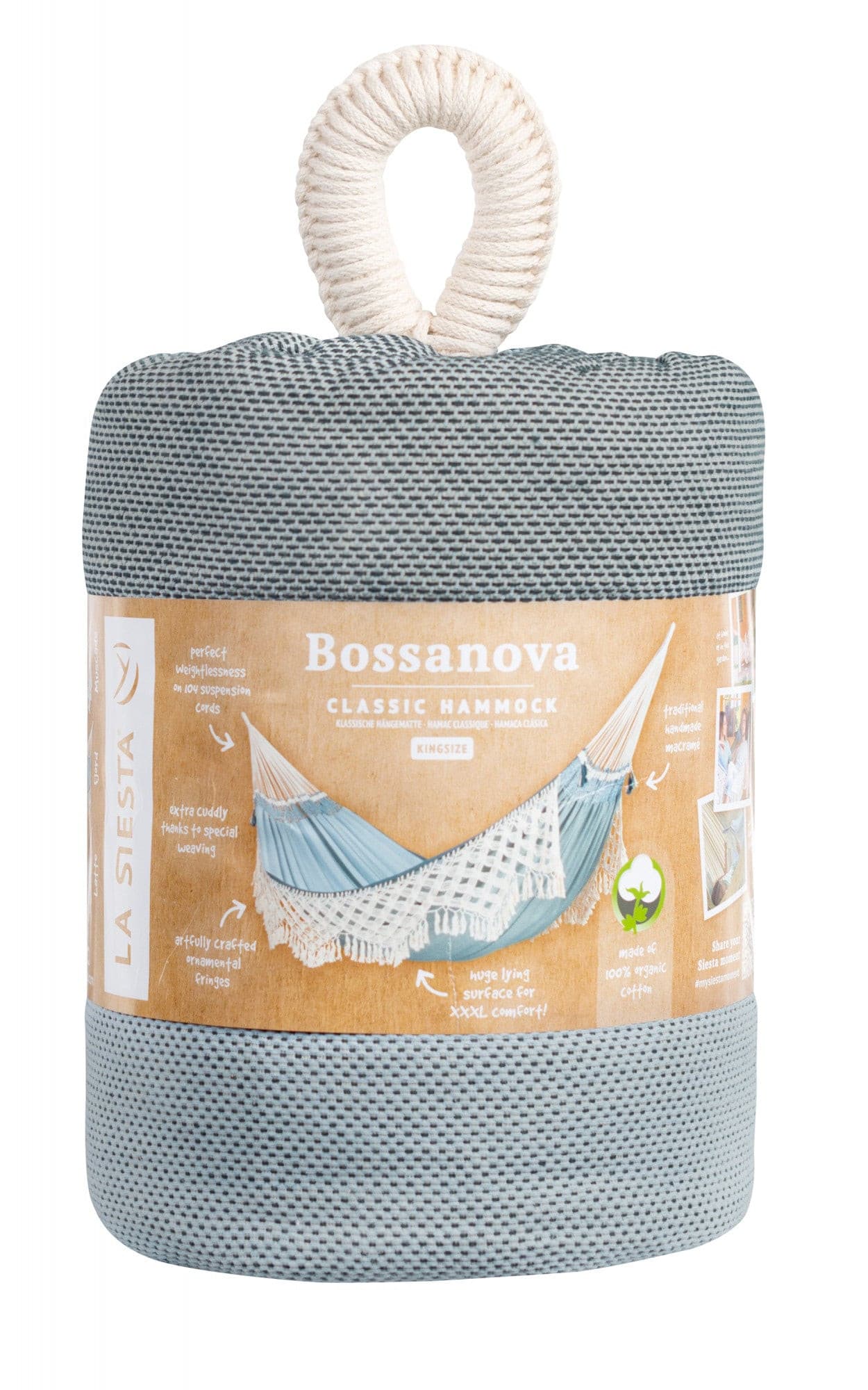 Bossanova Fjord - Klassische Hängematte Kingsize aus Bio-Baumwolle - lasiestaeu